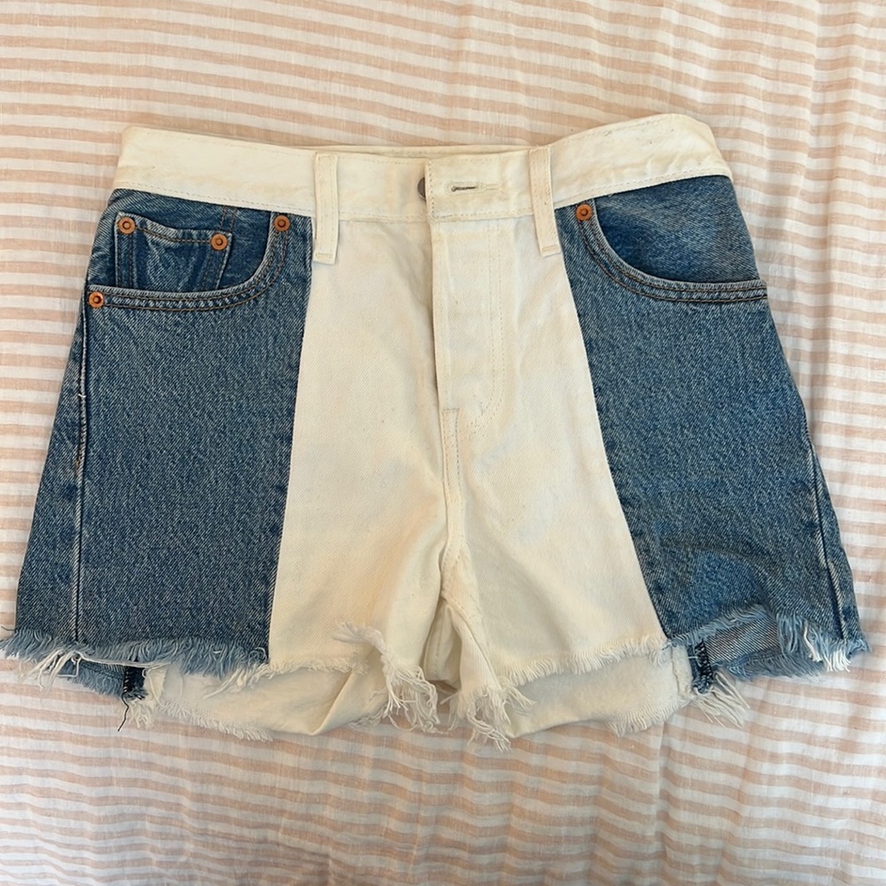 Levi white and denim shorts